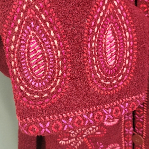 Linea By Louis Dell' Olio New Floral Paisley Boho‎ Cabincore Wool Jacket Womens - Picture 7 of 13